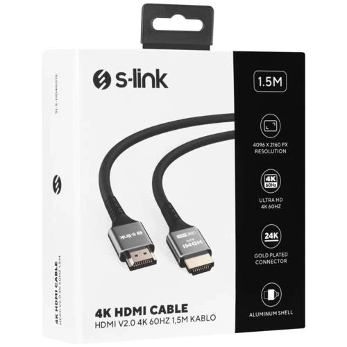 Cable S-Link Slx-Hd4K015 HDMI 1.5Mt Metal V2.0 4K(4096*2160)60Hz