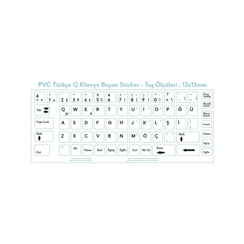 Keyboard Sticker Turkish Turkish Sticker White