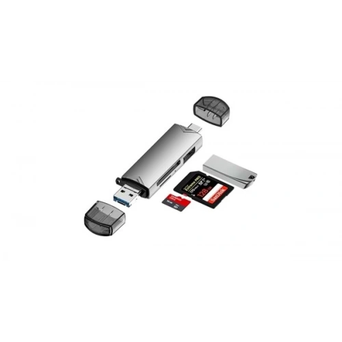 CARD READER TYPE-C+ USB 2.0 Hub - 1xSD, 1xMicroSD, 1xUSB Hub D-398