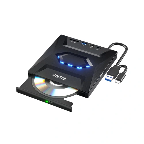 Unitek External DVD-RW TYPE-C/A+5in1 Donckin Station USB-A x2, USB-Cx1,