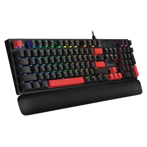 Bloody S515R F.Black QTr Usb RGB Mechanical-Bmls Red Switch + Wrist Support