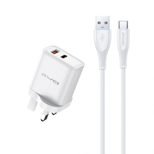 Adapter Awei PD81T-UK USB-A & USB-C TYPE-C White
