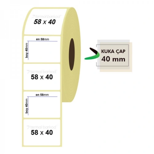 ROLL PAPER THERMAL LABEL 58mm X 40mm 1250 PIECES