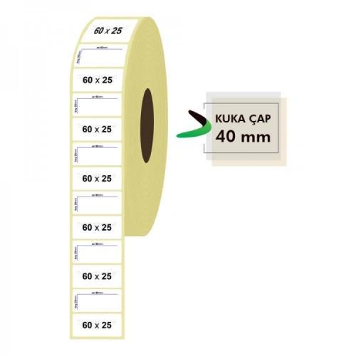ROLL PAPER THERMAL LABEL 60mm X 25mm 1750 PIECES