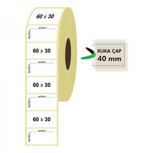 ROLL PAPER THERMAL LABEL 60mm X 30mm 1500 PIECES