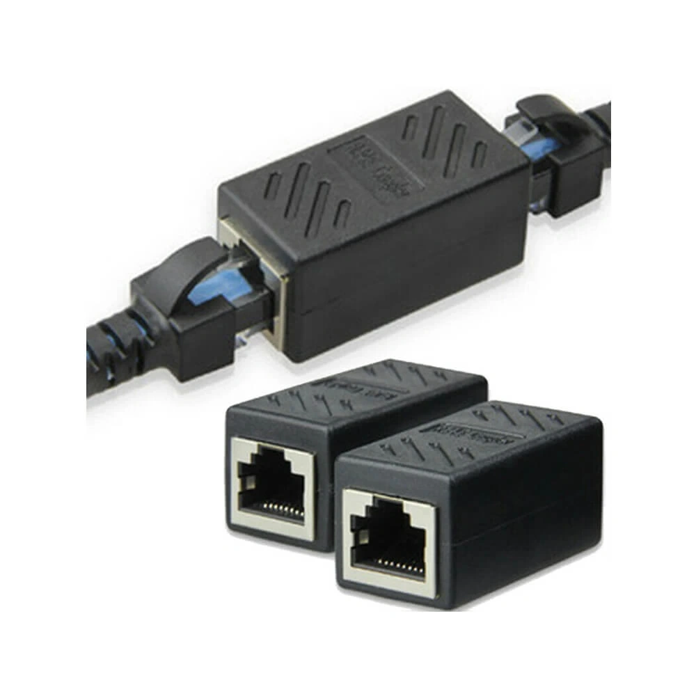 RJ45 EXTENDER EXTENSION ADAPTER BLACK HIGH QUALITY