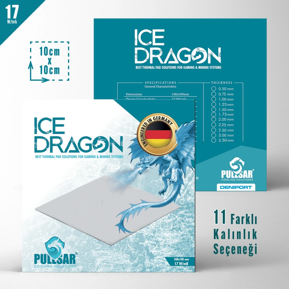 ACCESSORY ICE DRAGON THERMAL PAD 17W/MK 1.5MM THICKNESS 100X100MM