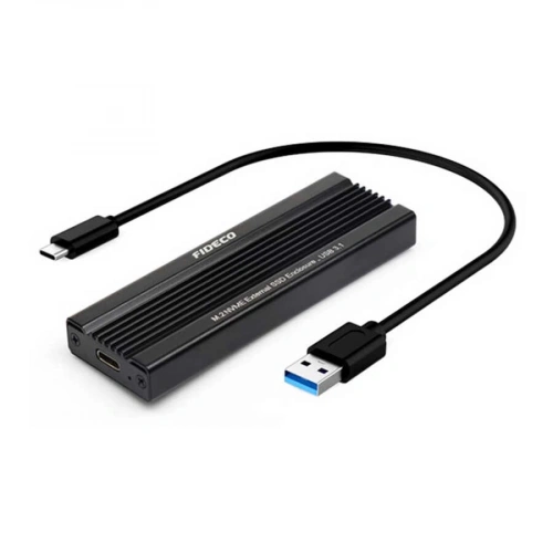 FIDECO USB 3.2 Gen2 Type-C to M.2 PCIe NVMe SSD Harddisk Box Black