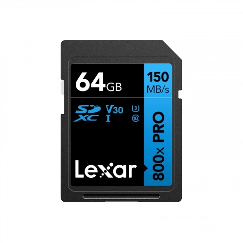 LEXAR 64GB PROFESSIONAL 800X PRO SDXC UHS-I CARDS UP TO 150MB/S- 45MB