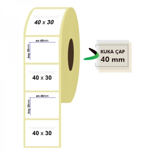 Roll Paper Thermal Label 40mm x 30mm 1500 Pieces