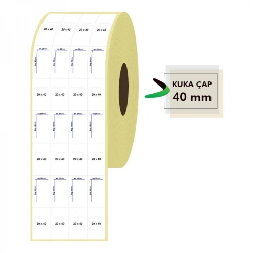 ROLL PAPER THERMAL LABEL 20mm X 40mm 4 ROW 4000 PIECES