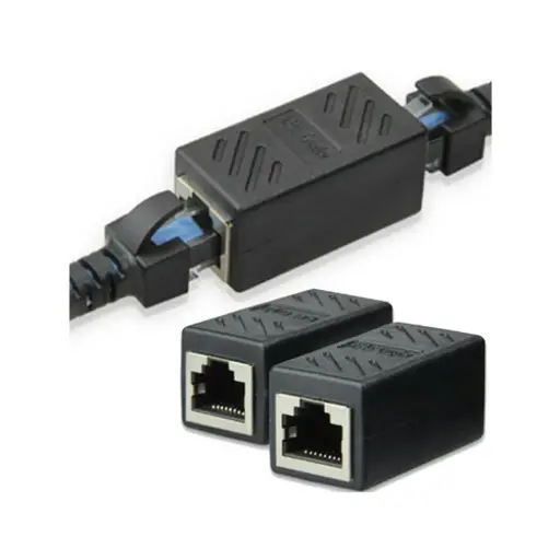 RJ45 EXTENDER EXTENSION ADAPTER BLACK HIGH QUALITY