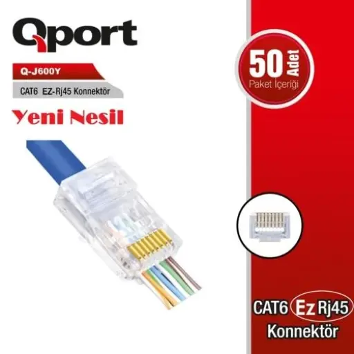 Qport Q-J600Y CAT6 50-Pack EZ-RJ45 New Generation Connector