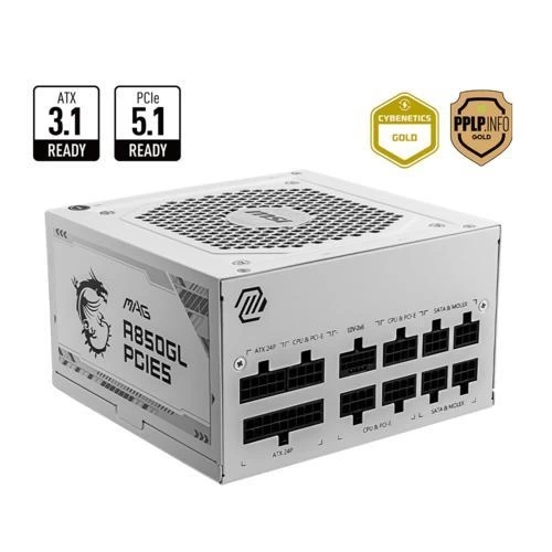 Power Supply Msi Mag A850Gl 850W 80+ Gold Full Modular White
